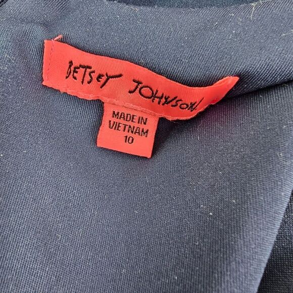 Betsey Johnson Womens Navy Sheath Dress Ruffle Hem Size 10‎ GUC - Picture 2 of 7